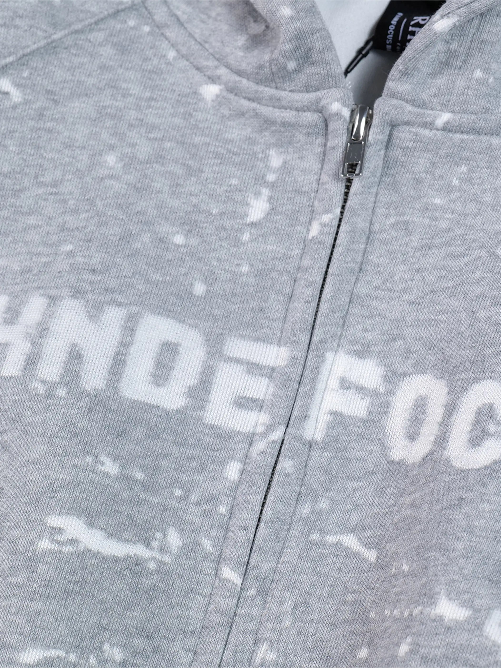 Ink Splash Letter Crop Hoodie Jacket-S1108