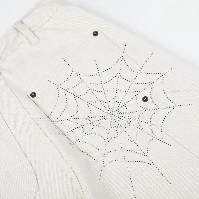 Spider Web Rhinestone Jorts-550
