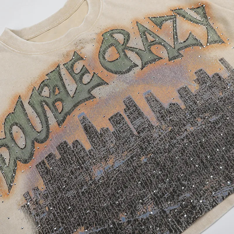 Boxy L.A. Skyline Bling Crop Tee-541