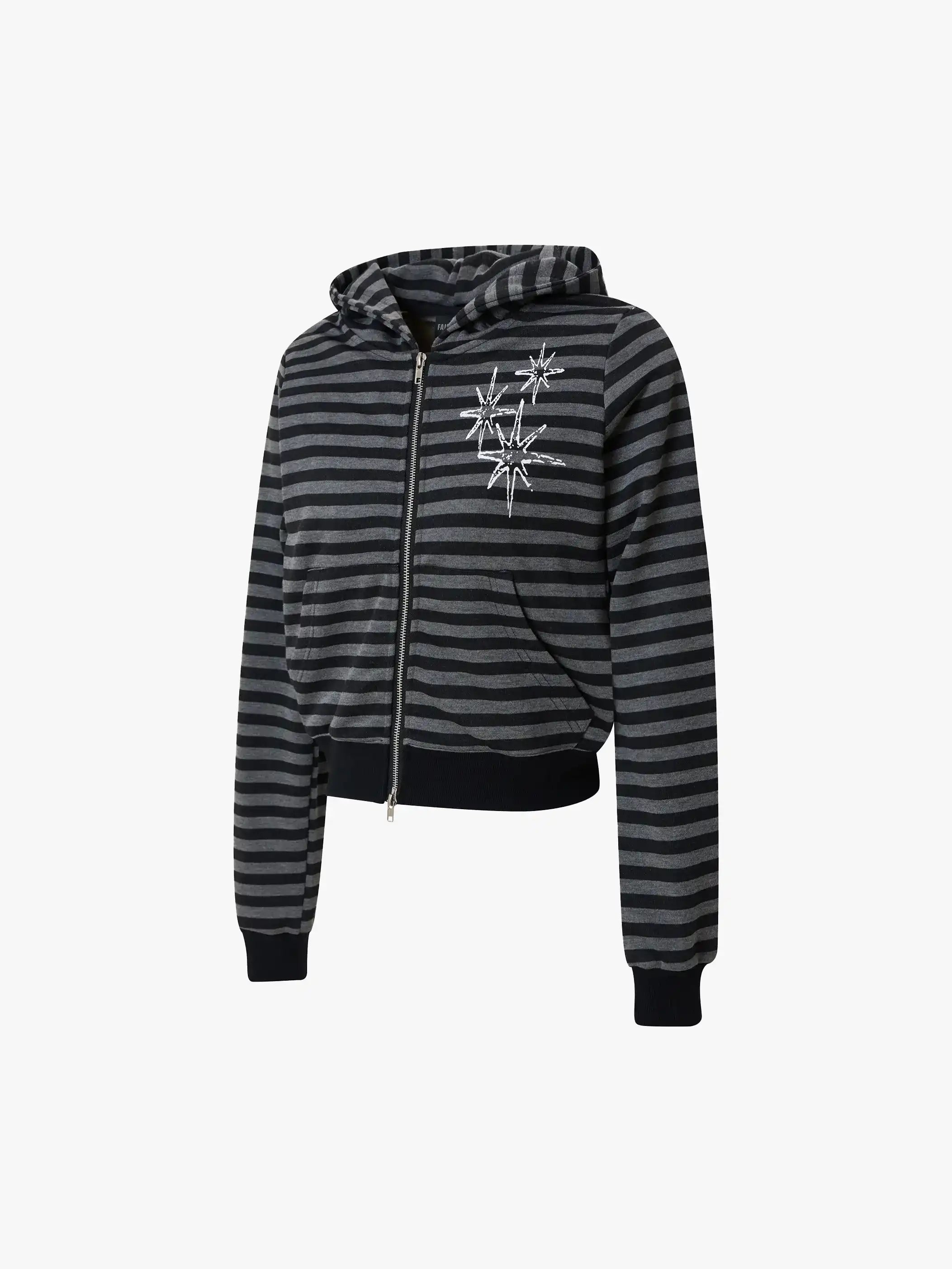 Rebel Stripes Cropped Hoodie Jacket-S1113