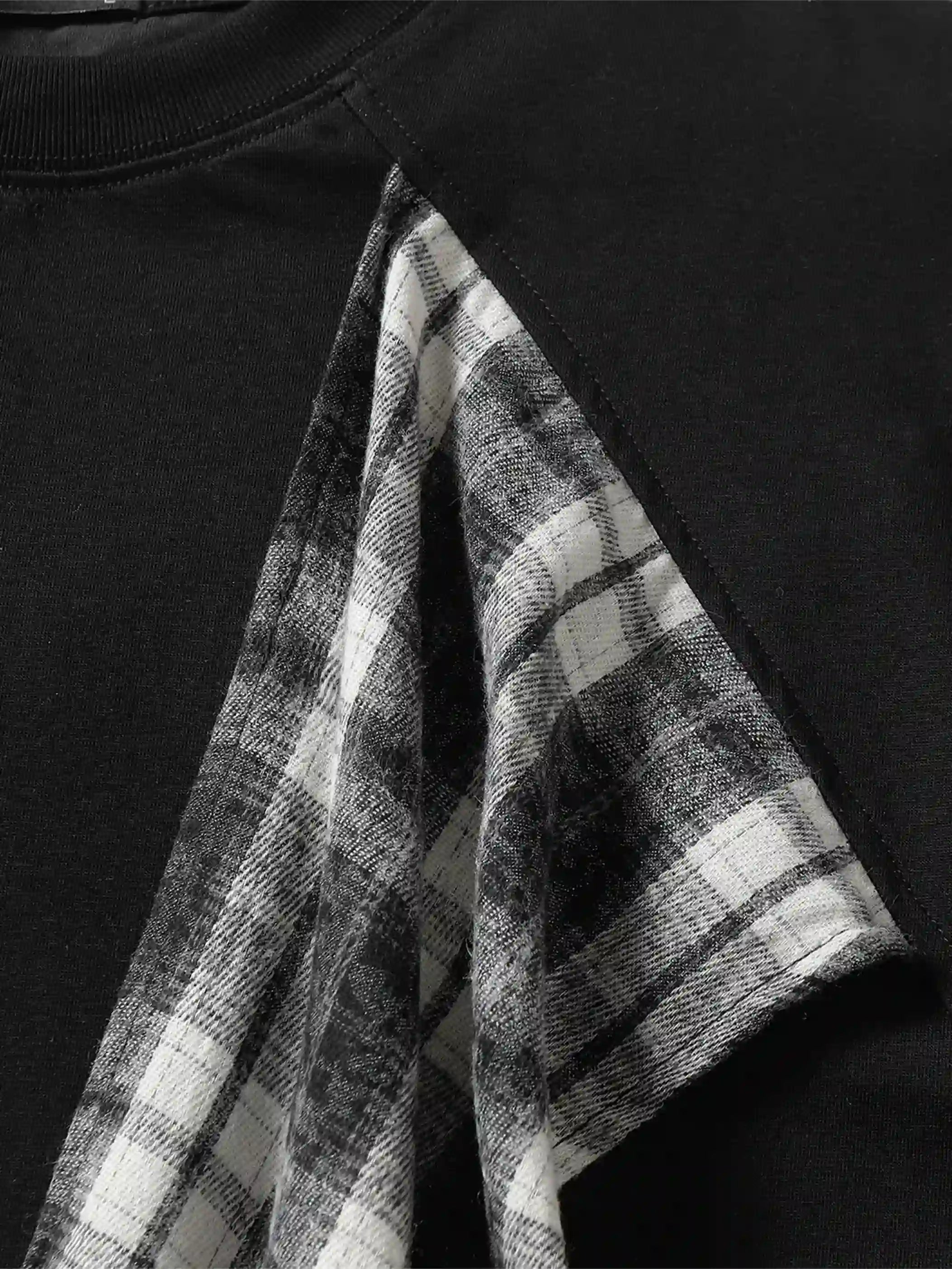 Loose Fit Plaid Patchwork Summer T-shirt-S1000