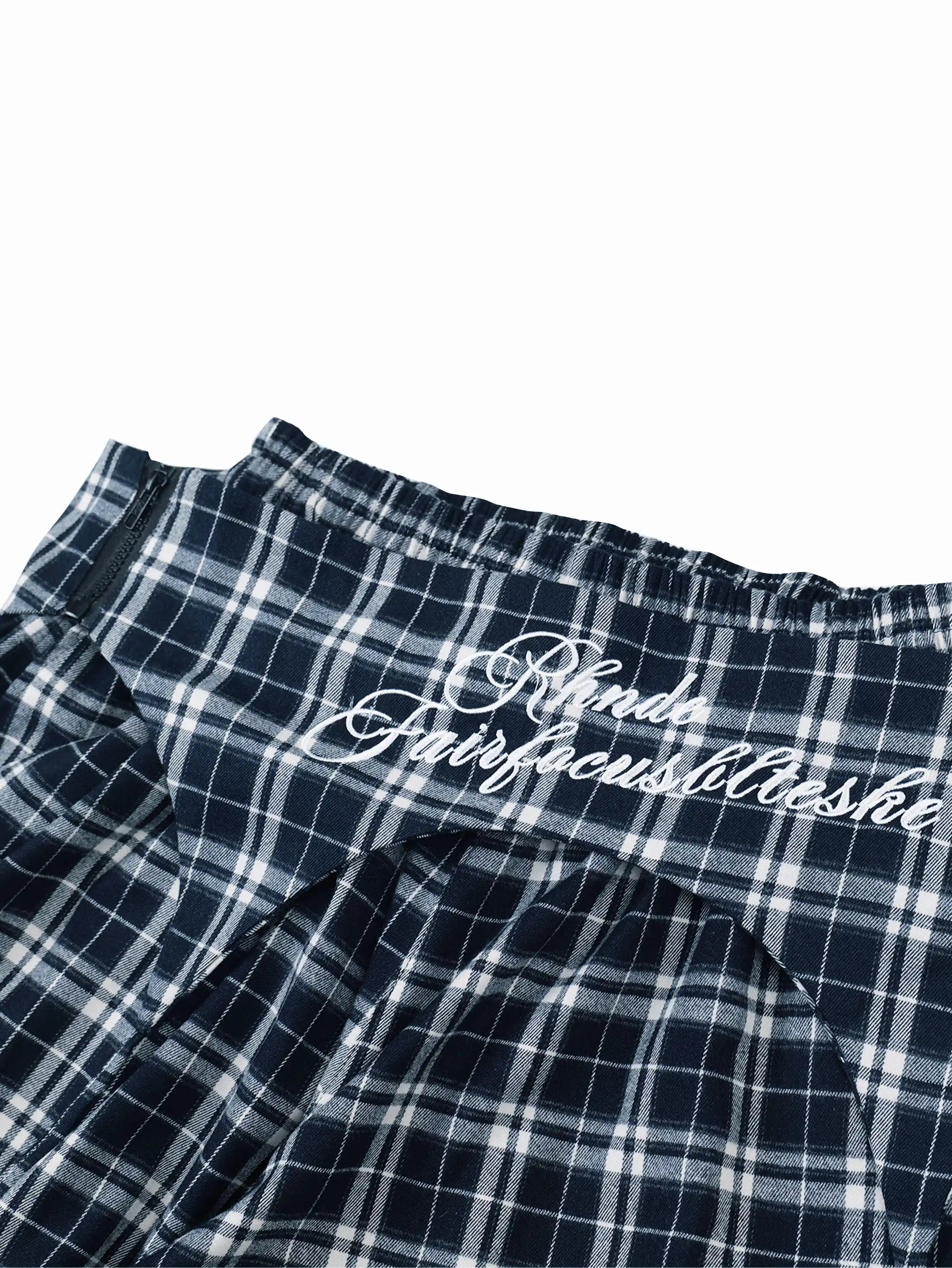 Plaid Loose Fit Layered Cargo Pants-S1041