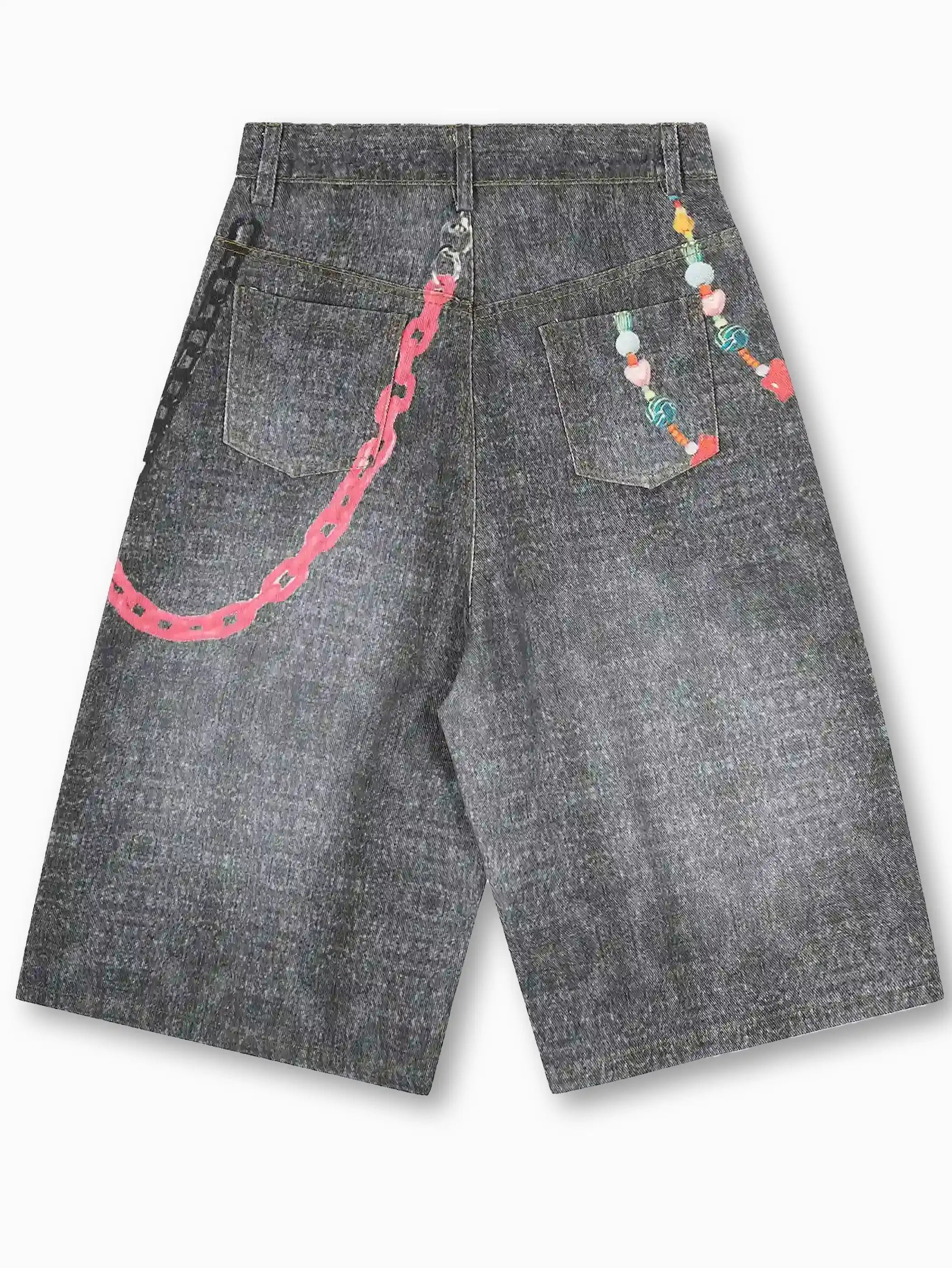 Graffiti Decorated Denim Shorts-S1058