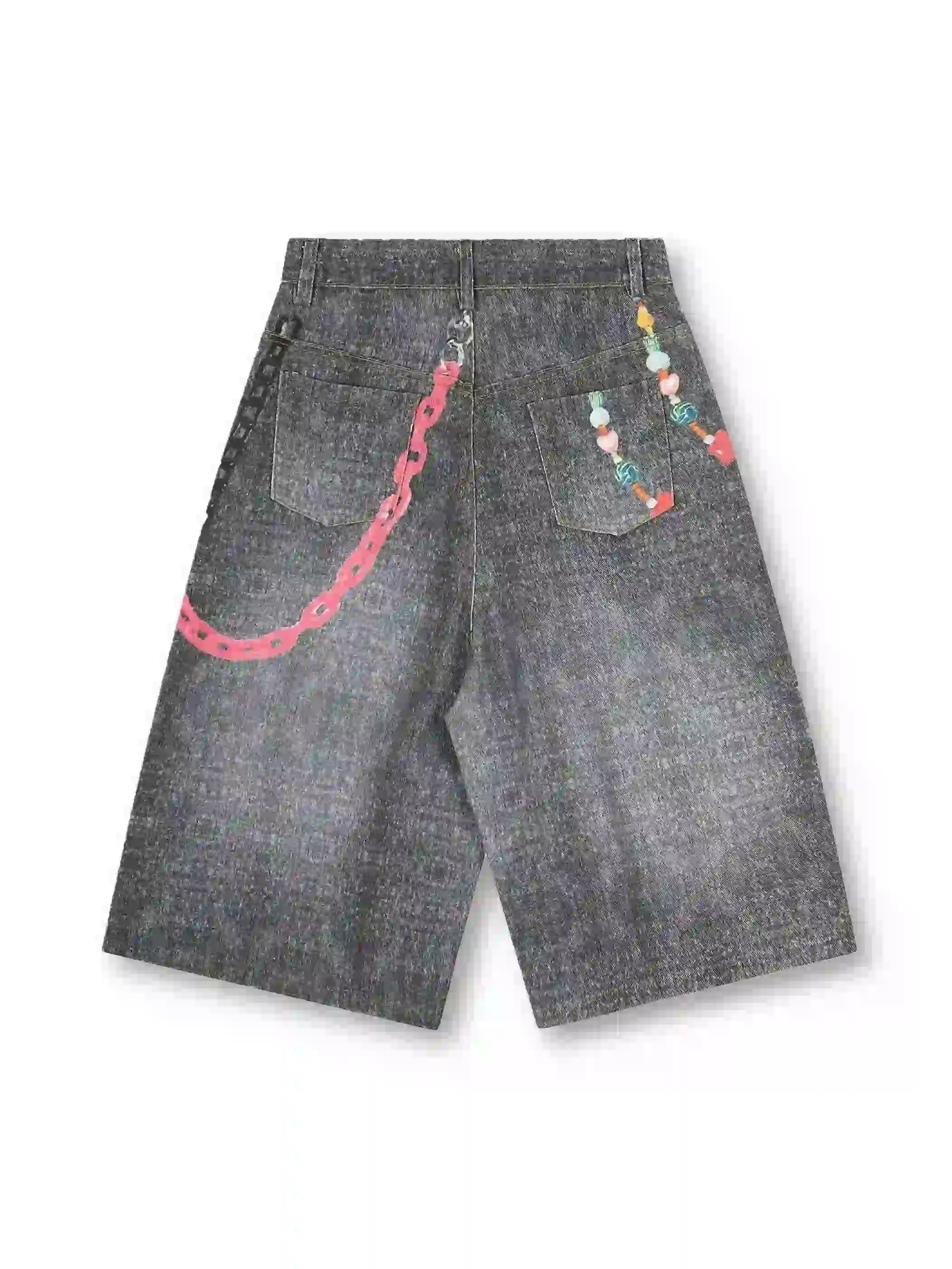 Graffiti Decorated Denim Shorts-S1058