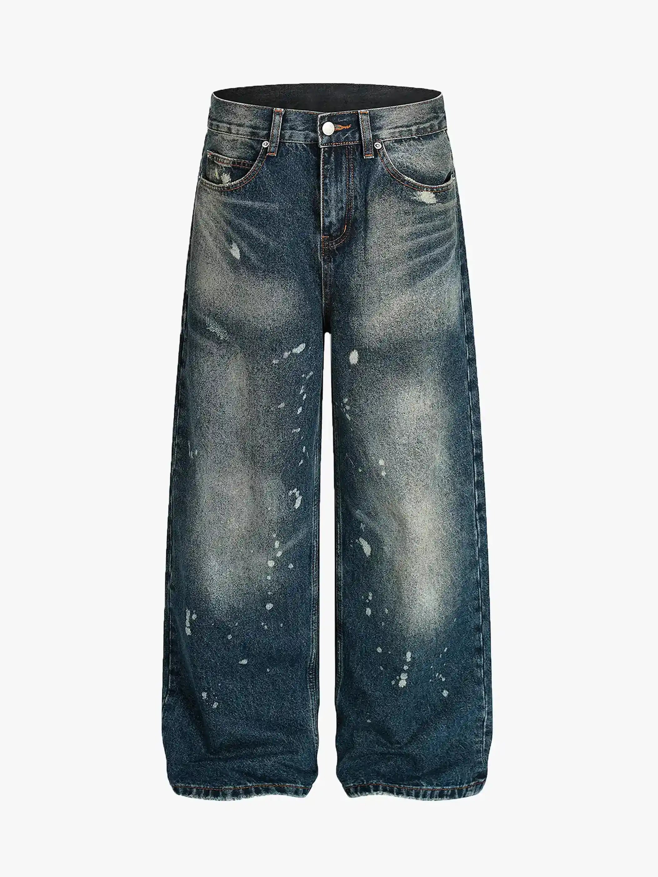 Street Spotted Washed Denim Pants-S1072