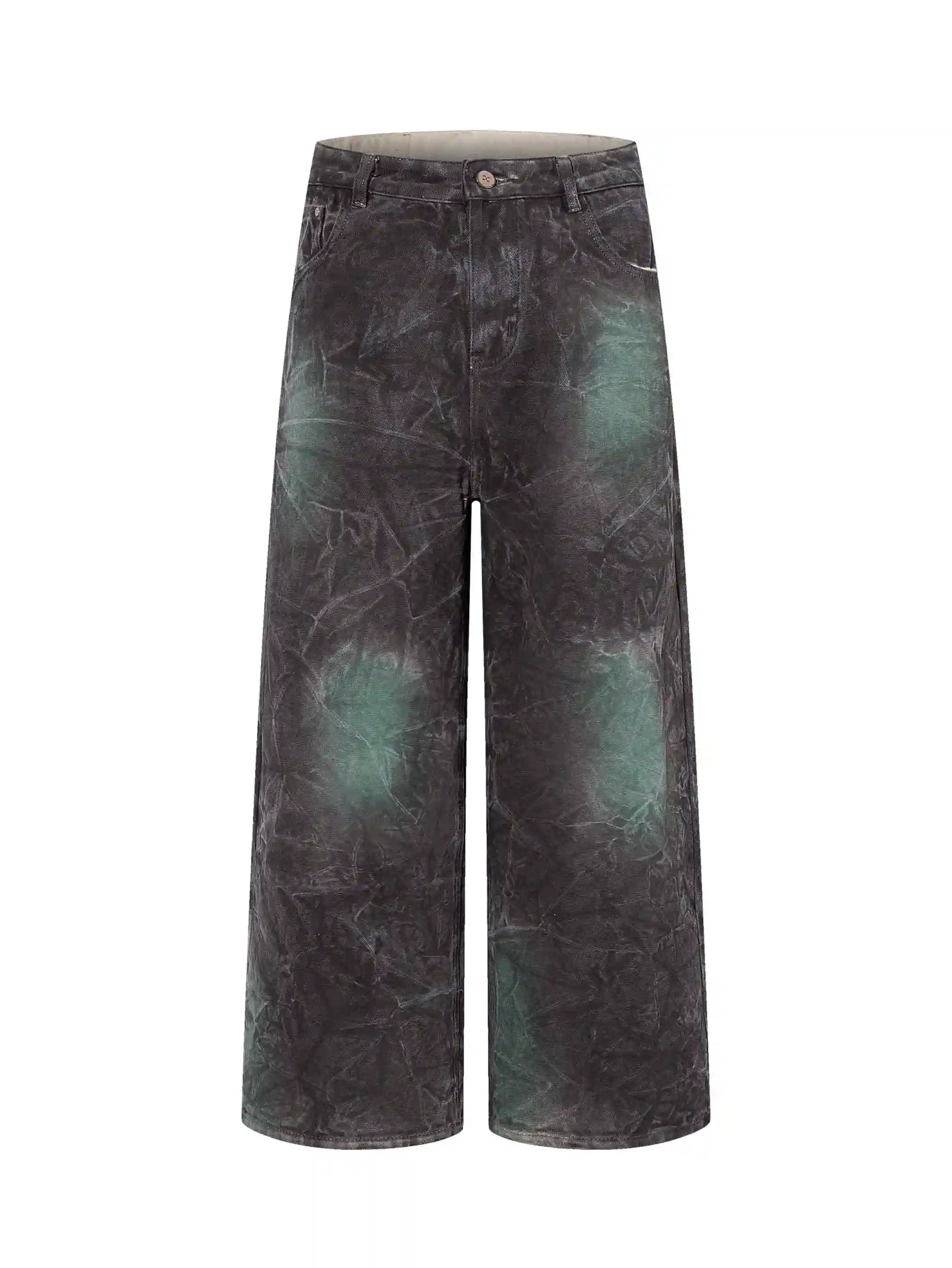 Acid Wash Teal Straight Jeans-S1216