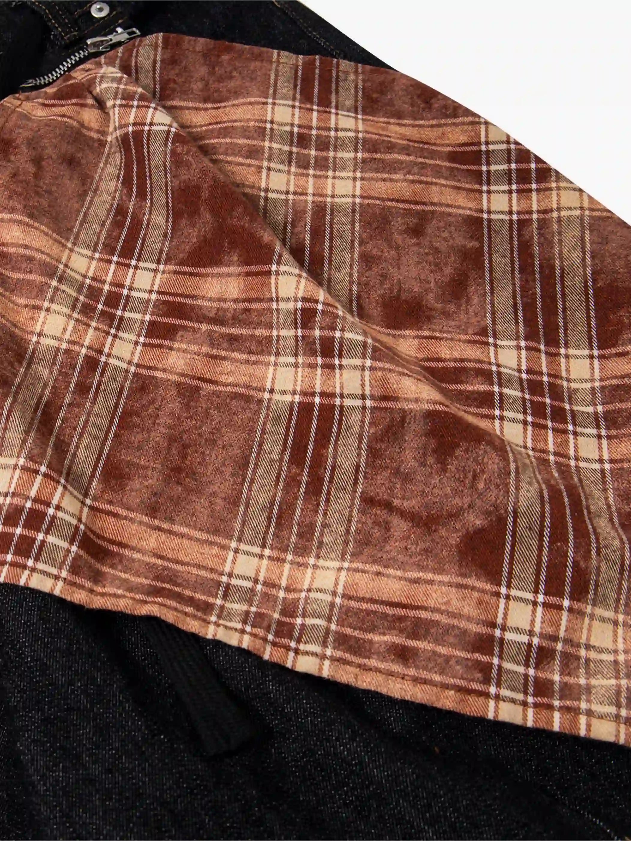 Plaid Scarf Detail Denim Streetwear Shorts-S1008