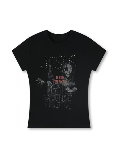 Iced Out NY City Graphic Baby Tee-439