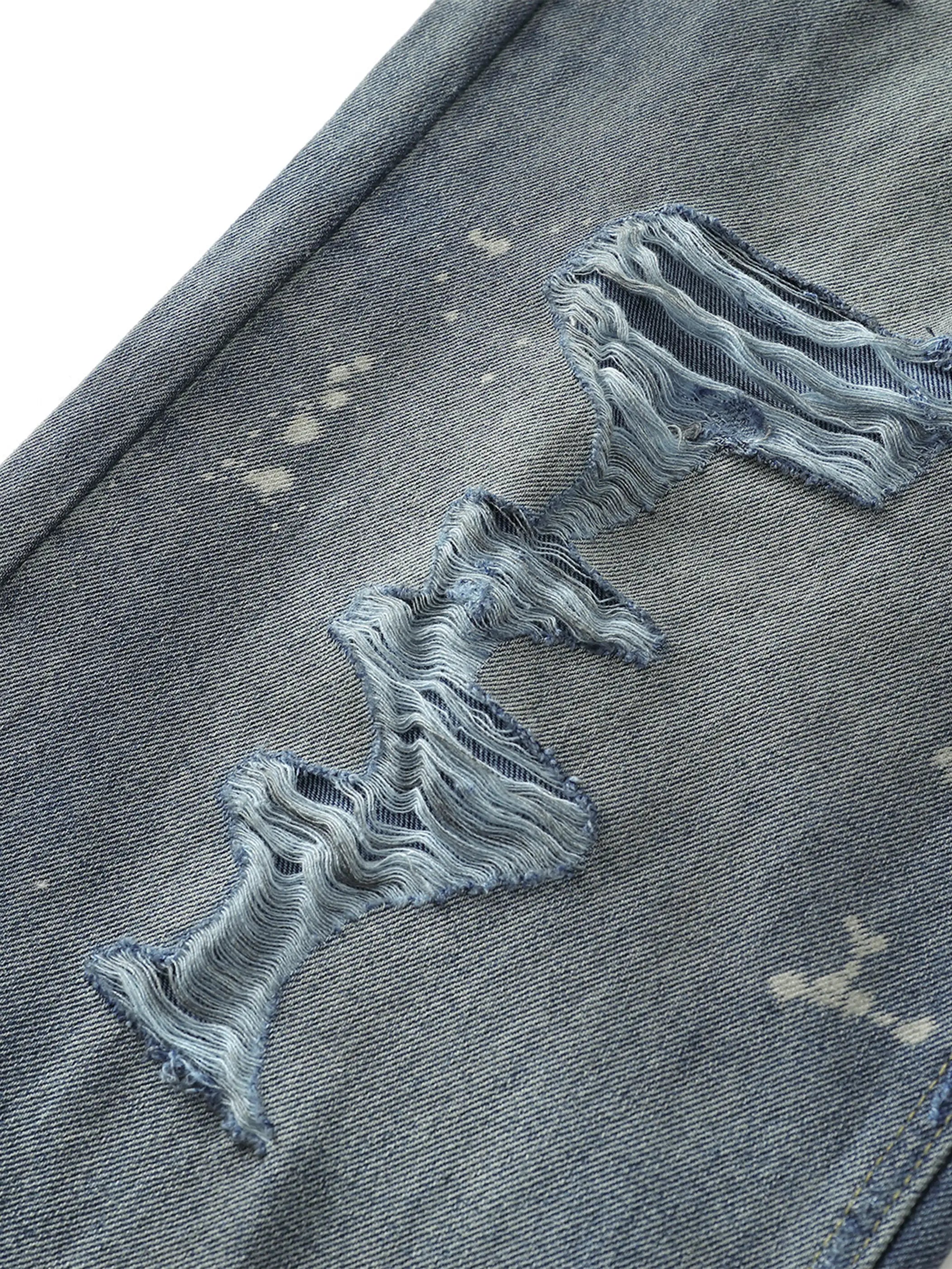 Distressed Ripped Denim Trousers-S1147