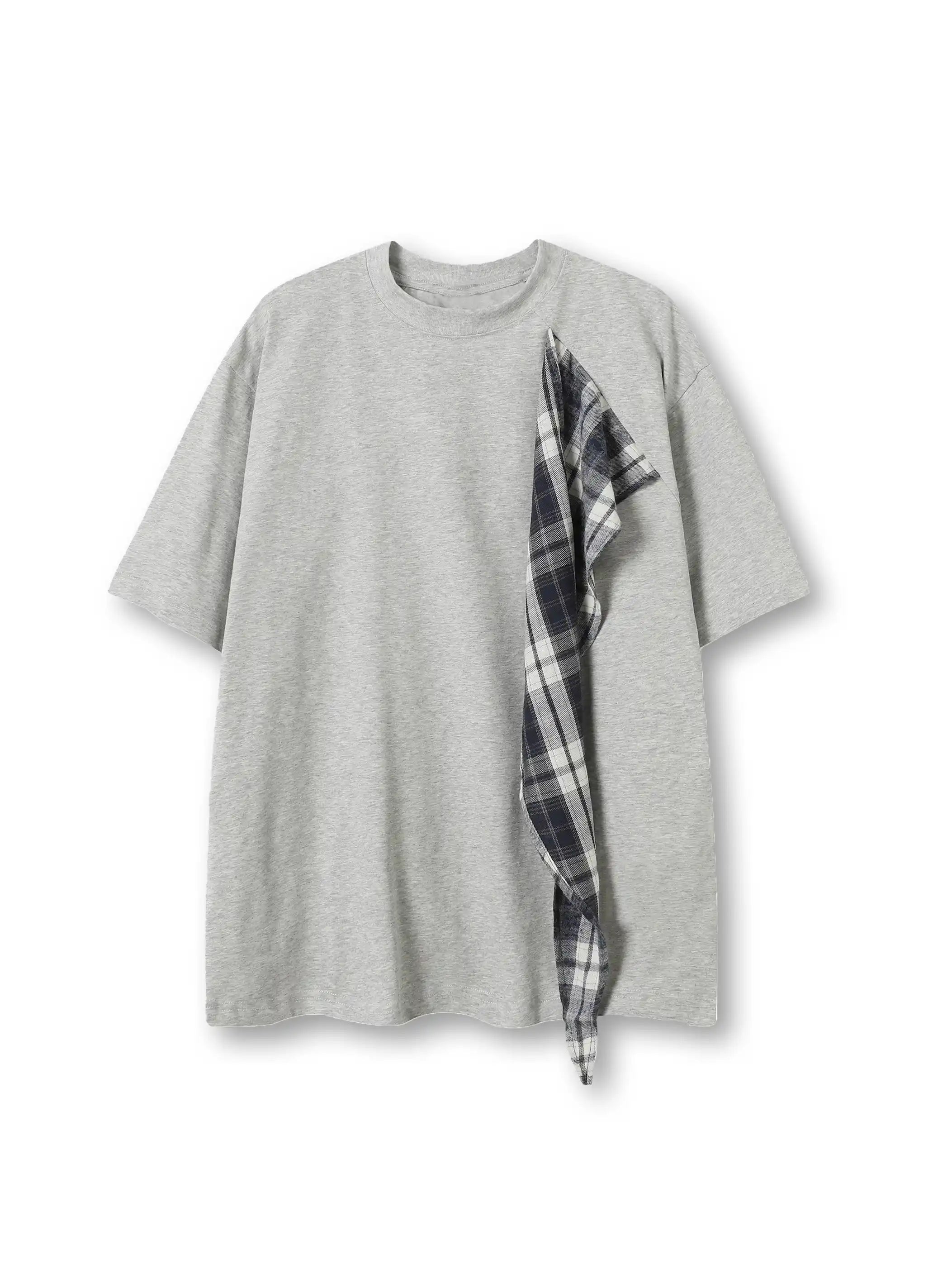 Loose Fit Plaid Patchwork Summer T-shirt-S1000