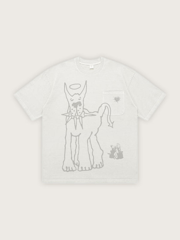 Angel Devil Puppy Oversized Graphic Pocket T-Shirt