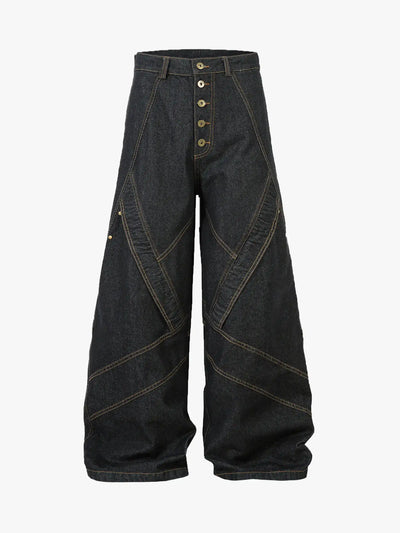 Pantalones vaqueros con botones metálicos y efecto lavado-S1066