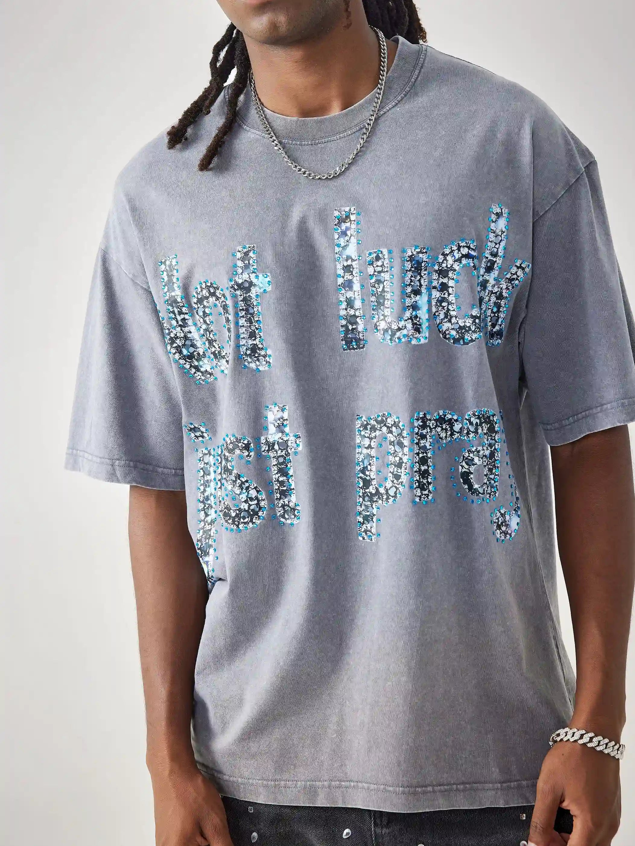 Shining Diamond Graffiti Print T-shirt-069T