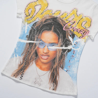 Camiseta corta para bebé con diseño de chica de póster arrugado-628