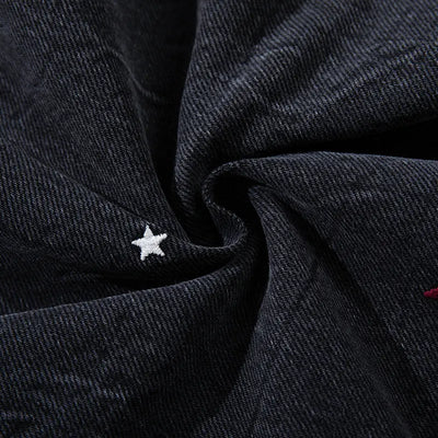 Vaqueros Rojos Desgastados con Panel y Estrellas-S1240