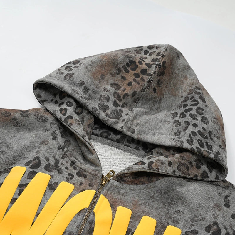 Contrast WOW Leopard Hoodie-770