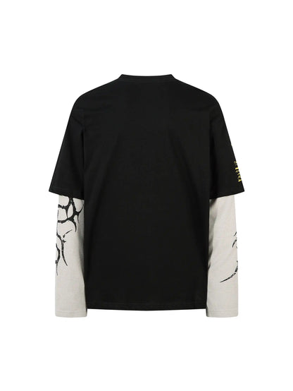 Layered Distorted Statement T-shirt-S1098