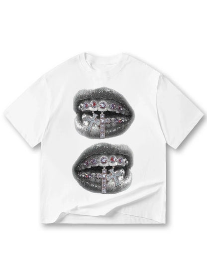 Blinged Cross Grill T-shirt -057