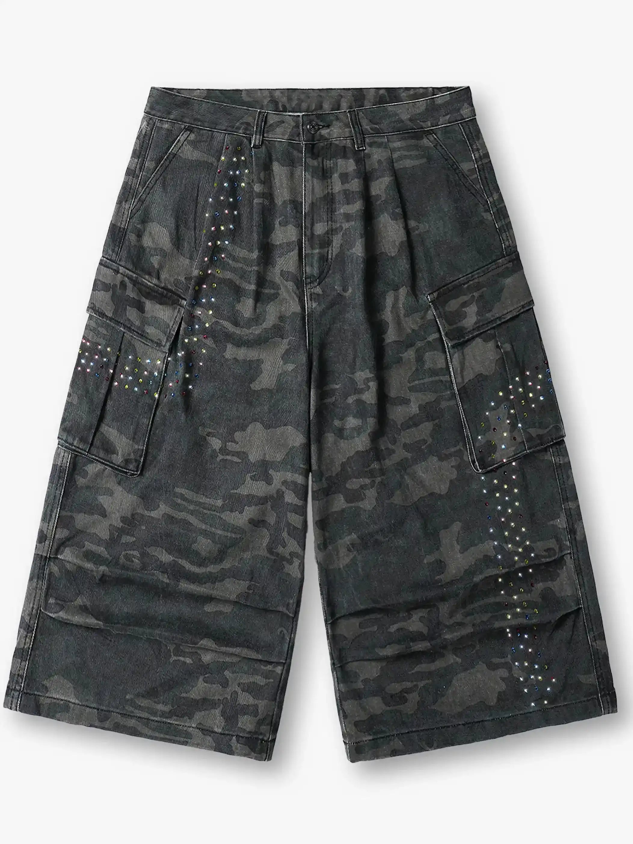 Multicolor Crystal Camouflage Shorts-S1045