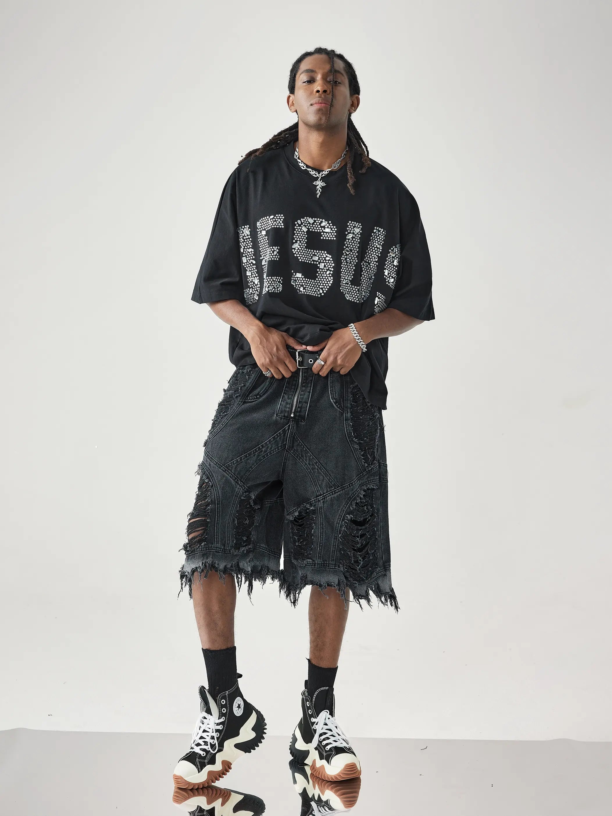 Rhinestone Religious JESUS T-shirt-203