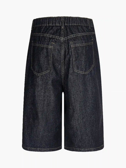 Plaid Scarf Detail Denim Streetwear Shorts-S1008