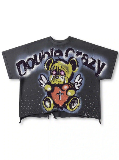 Distressed Grunge Angel Bear Tee-443