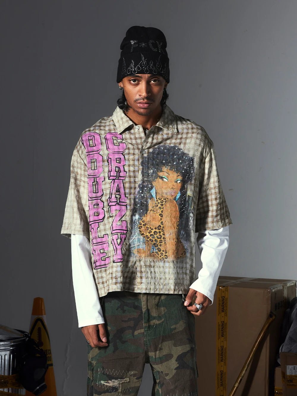 Chemise à Carreaux Afro Cloutée-703