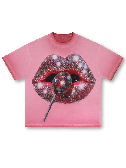 Glamorous Glitter Lips T-shirt -095