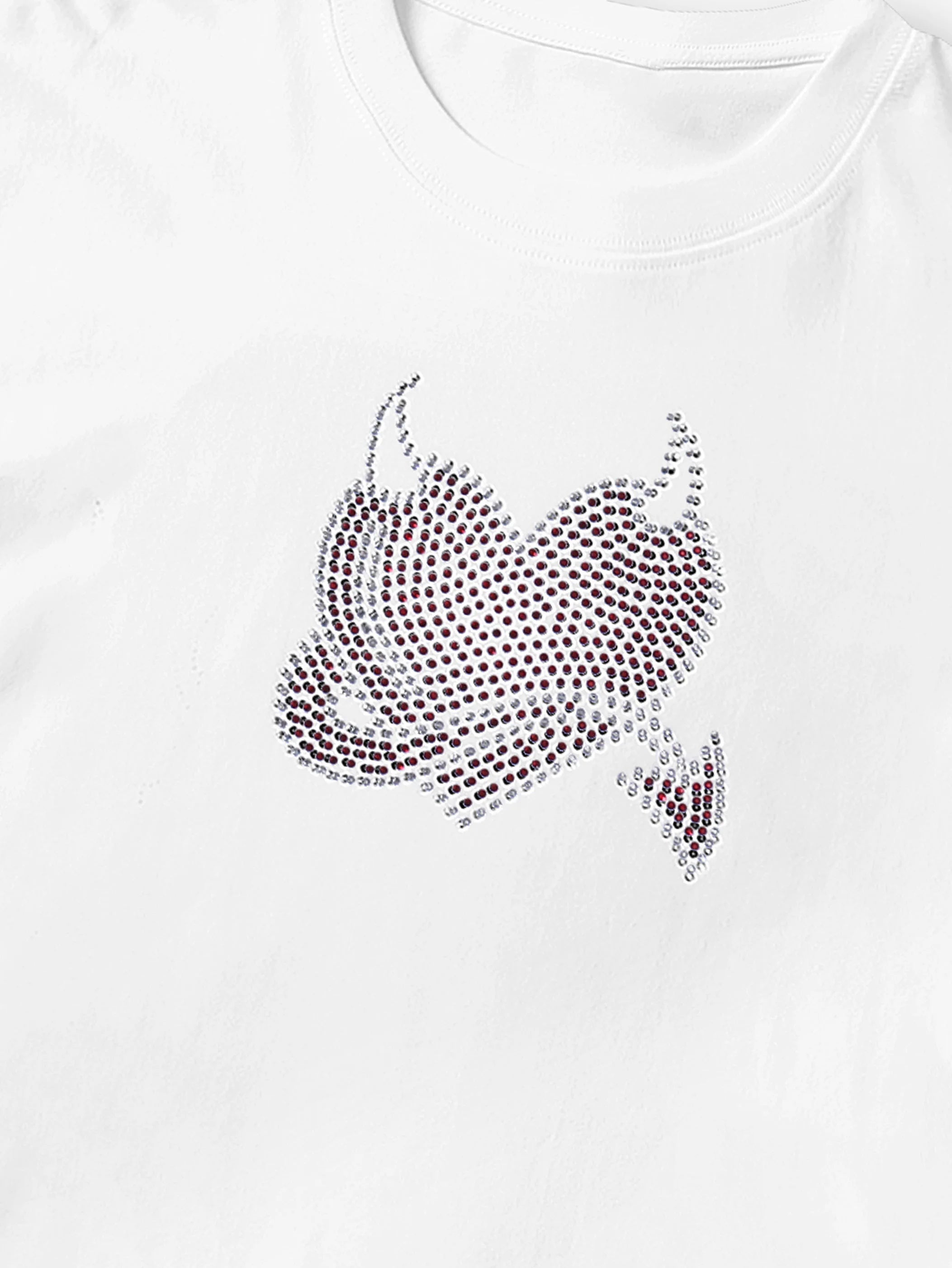 Trendy Studded Heart Devil Graphic T-Shirt -S140