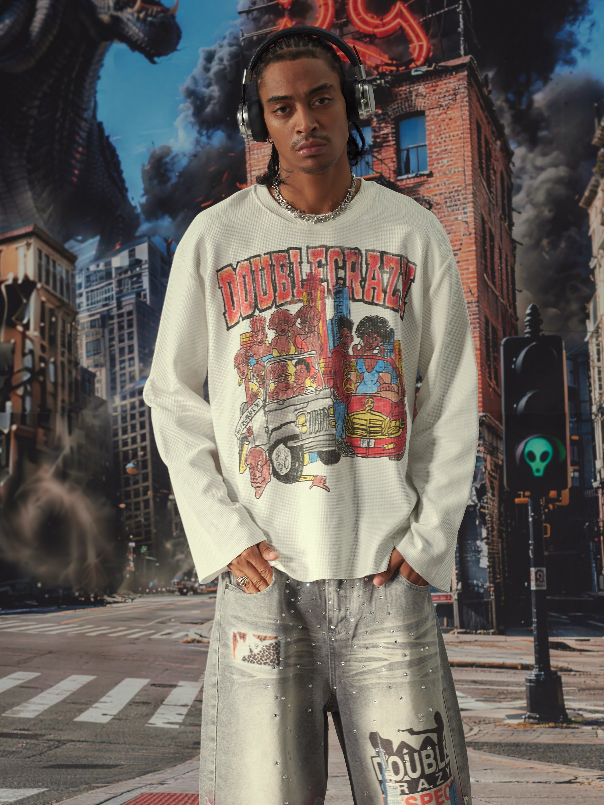 Vintage Rap Crew Studded L/S-697