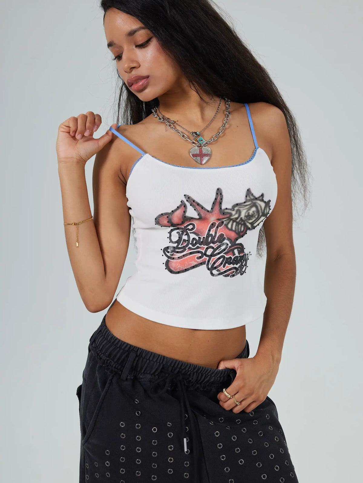 Rhinestone Skull Cami-700