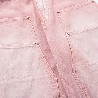 Vaqueros Desgastados Rosa con Doble Rodilla-S1219