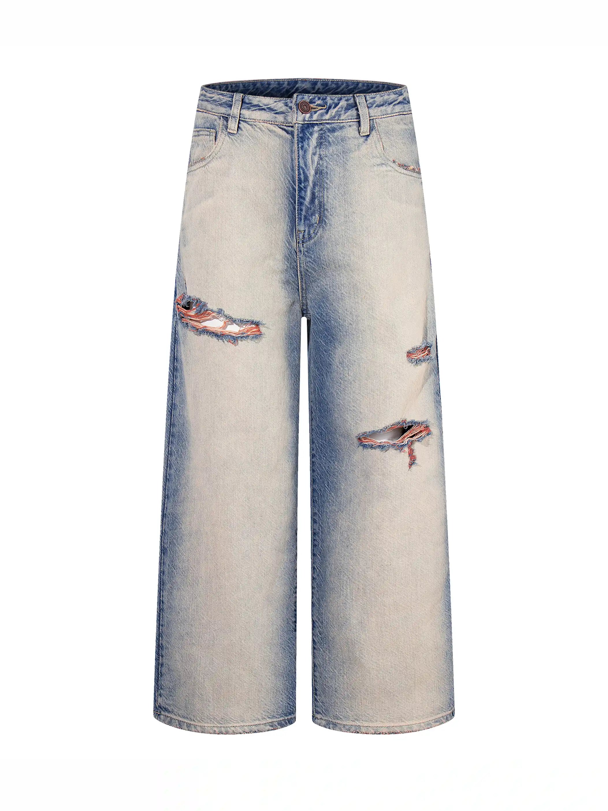Ripped Sun-Kissed Baggy Jeans-S1239