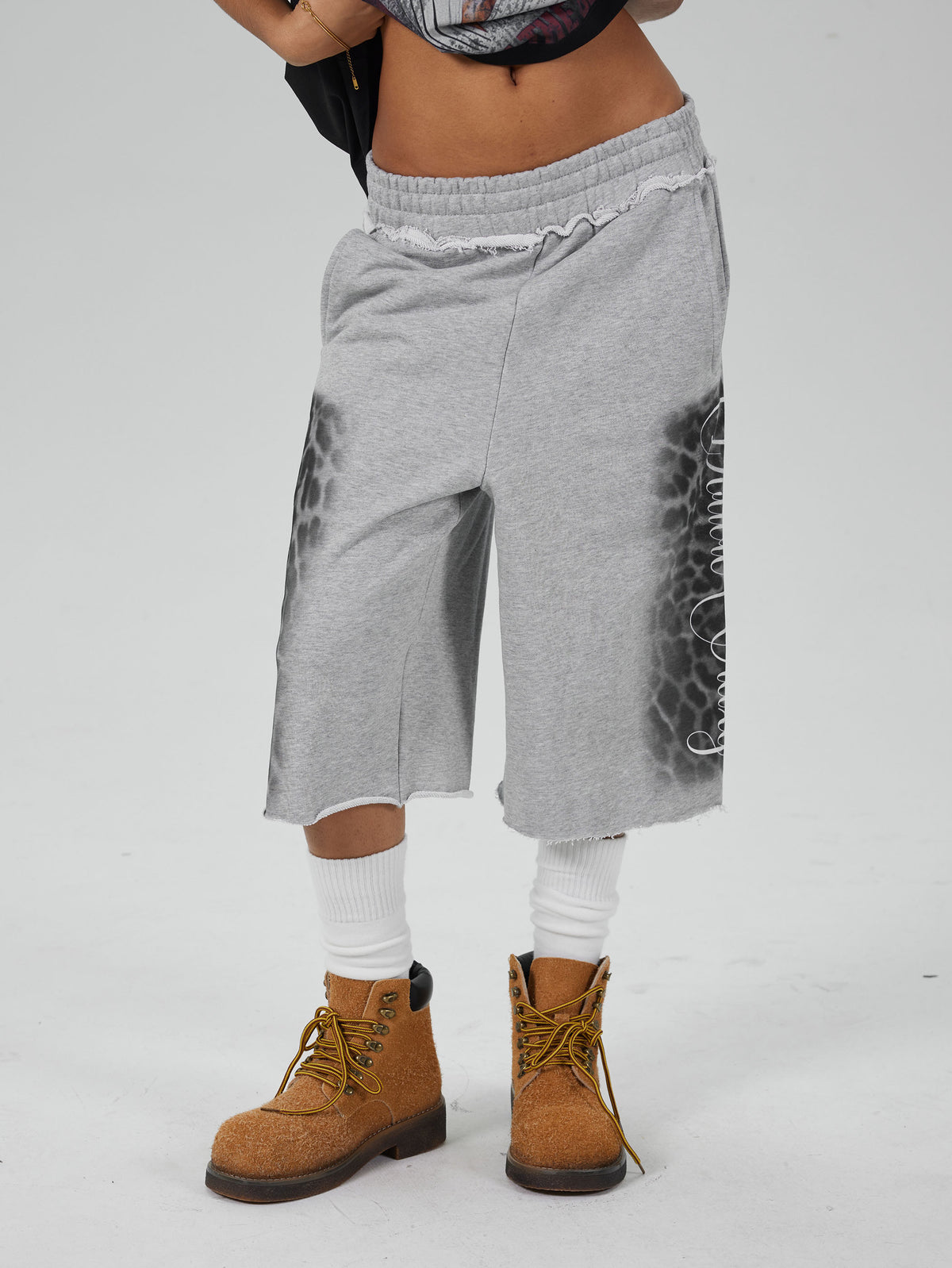 Distressed Leopard Baggy Shorts-623