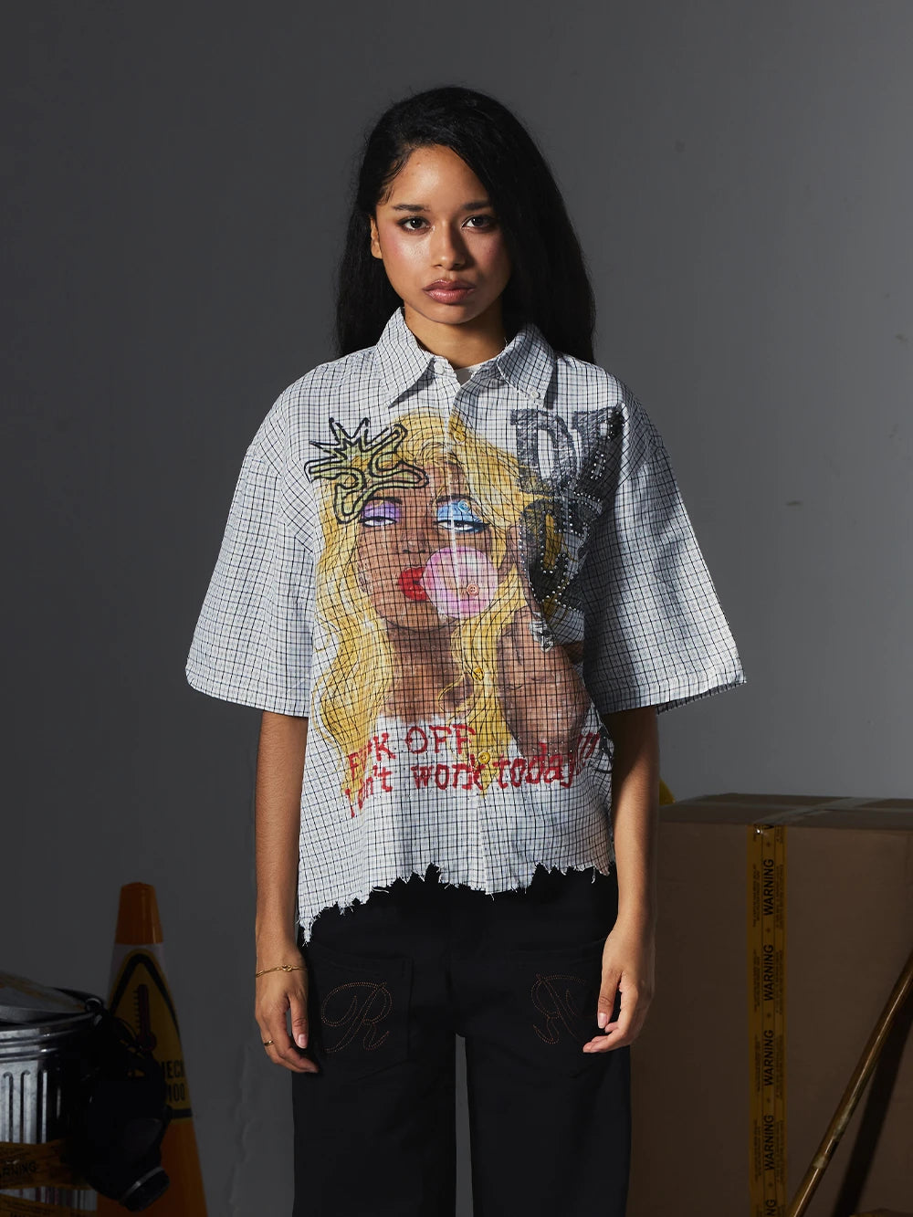 Camisa con Flecos Anti Work Bling-687