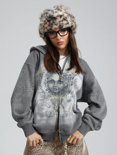 Angelic Cross Zip Hoodie-350