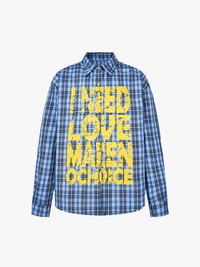 Camisa unisex de manga larga a cuadros estilo grunge-S1012