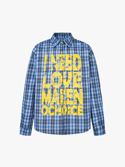 Unisex Plaid Grunge Long Sleeve Shirt-S1012