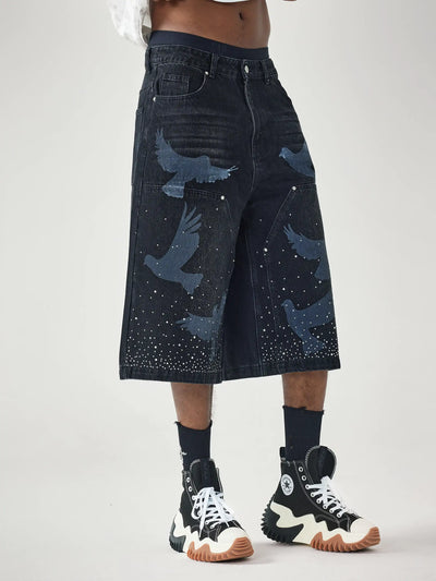 Wings of Freedom Denim Shorts-195