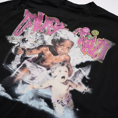 Rhinestone Afro Cherub Boxy L/S-729