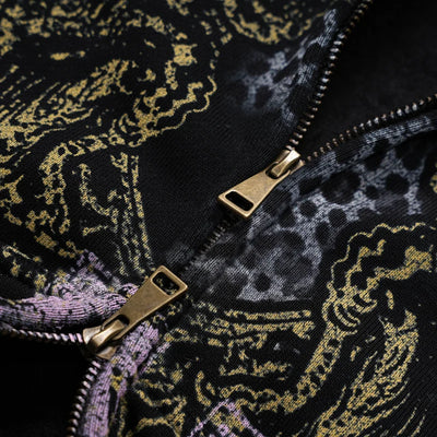Faded Leopard Text Zip Hoodie-752