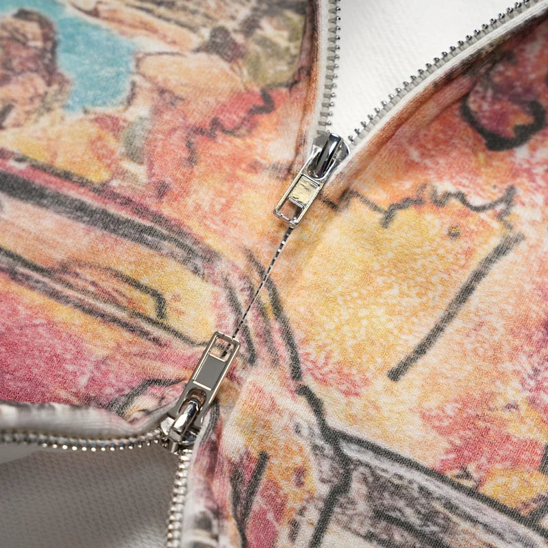 Sweat à capuche zippé style rétro délavé-706