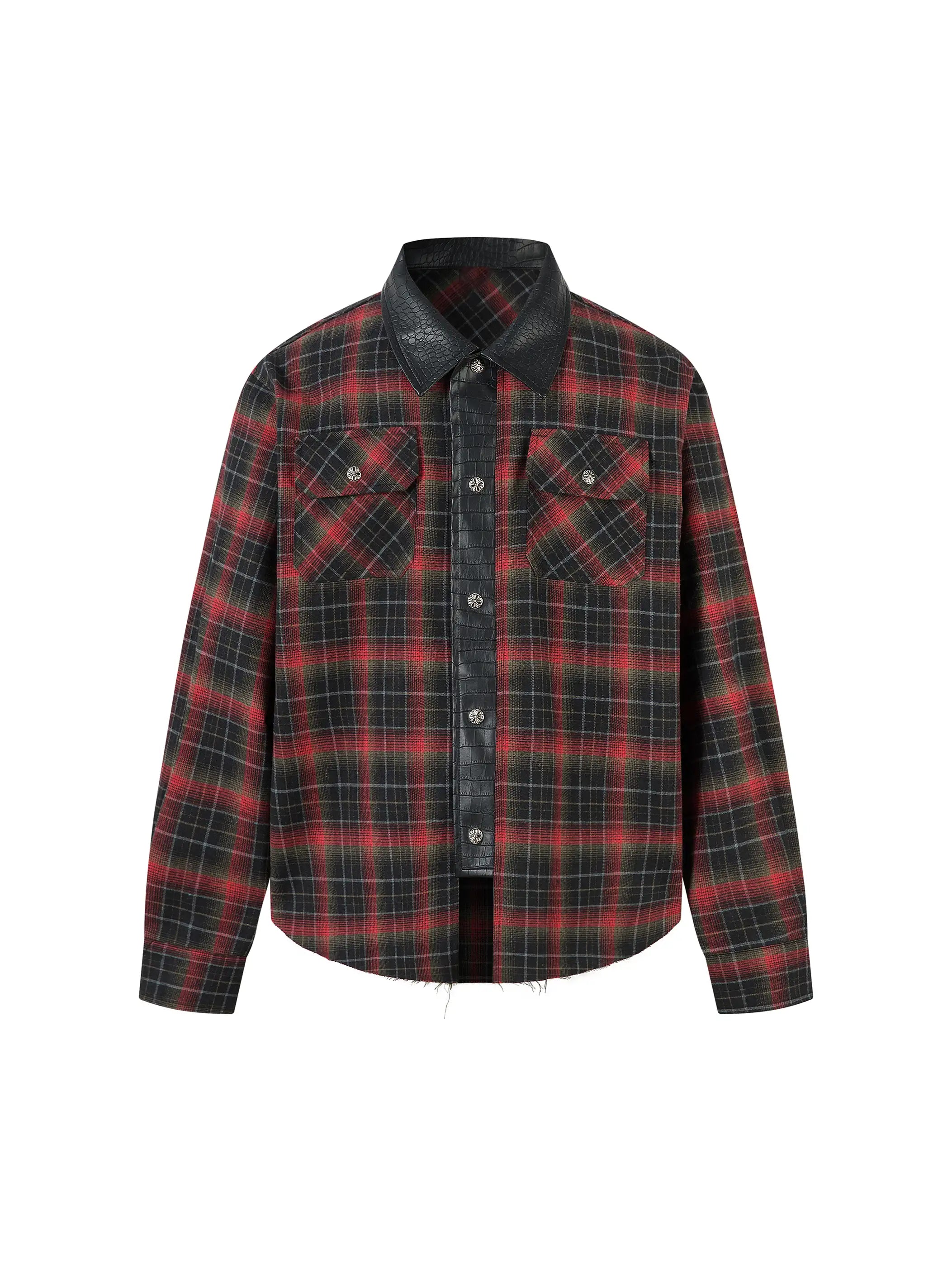 Leather Check Shirt-S1136