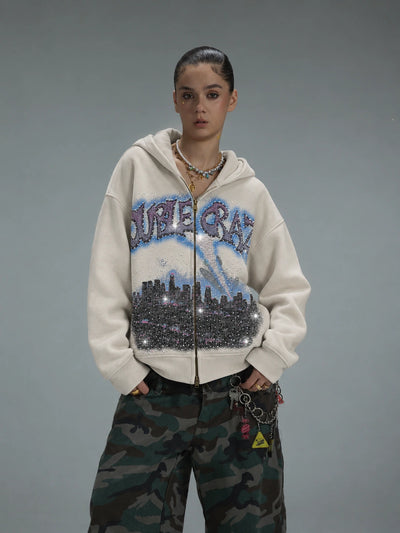 L.A. Skyline Iced Out Zip Hoodie-759