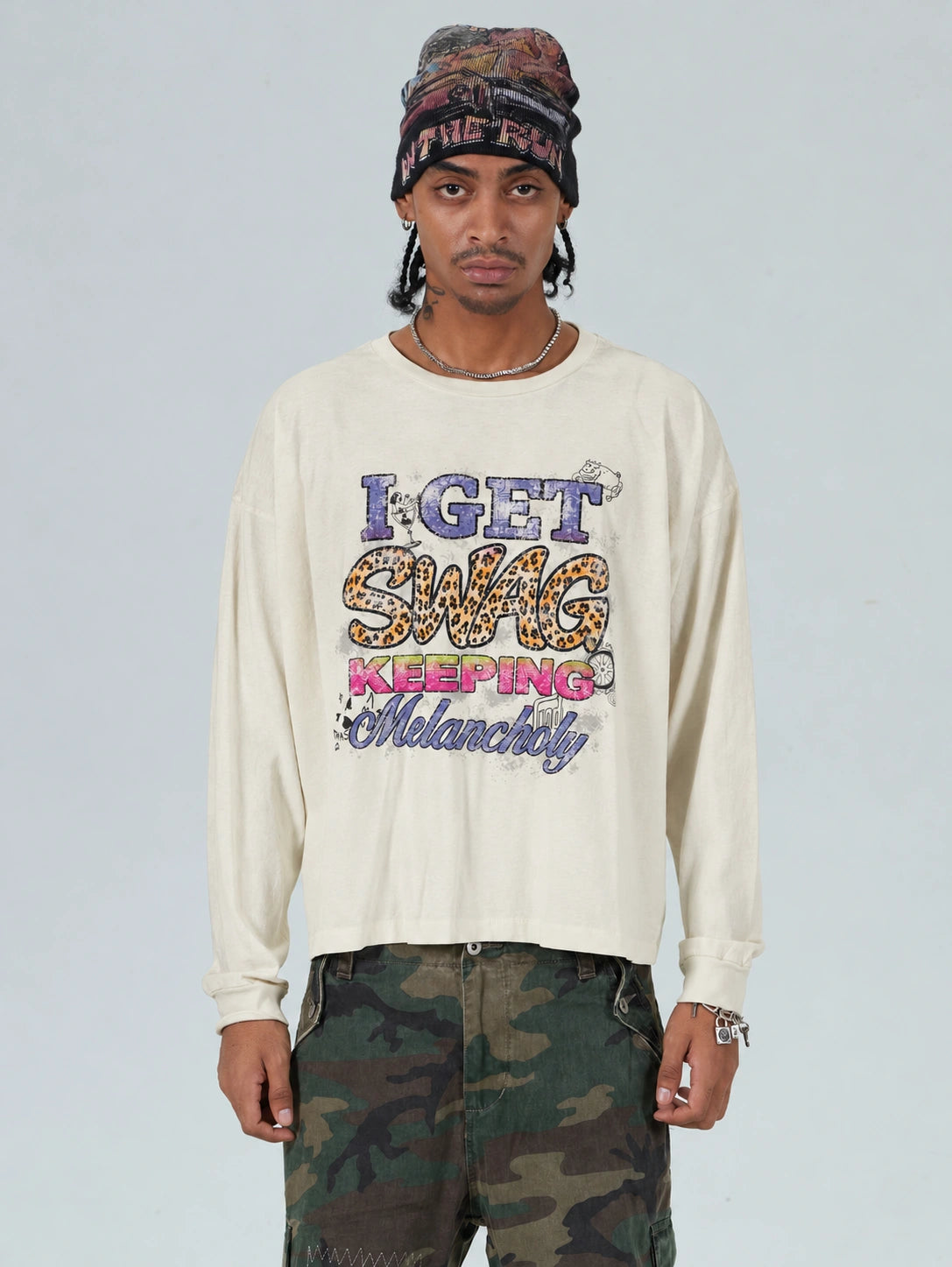 Faded Melancholy Quote Boxy L/S -737