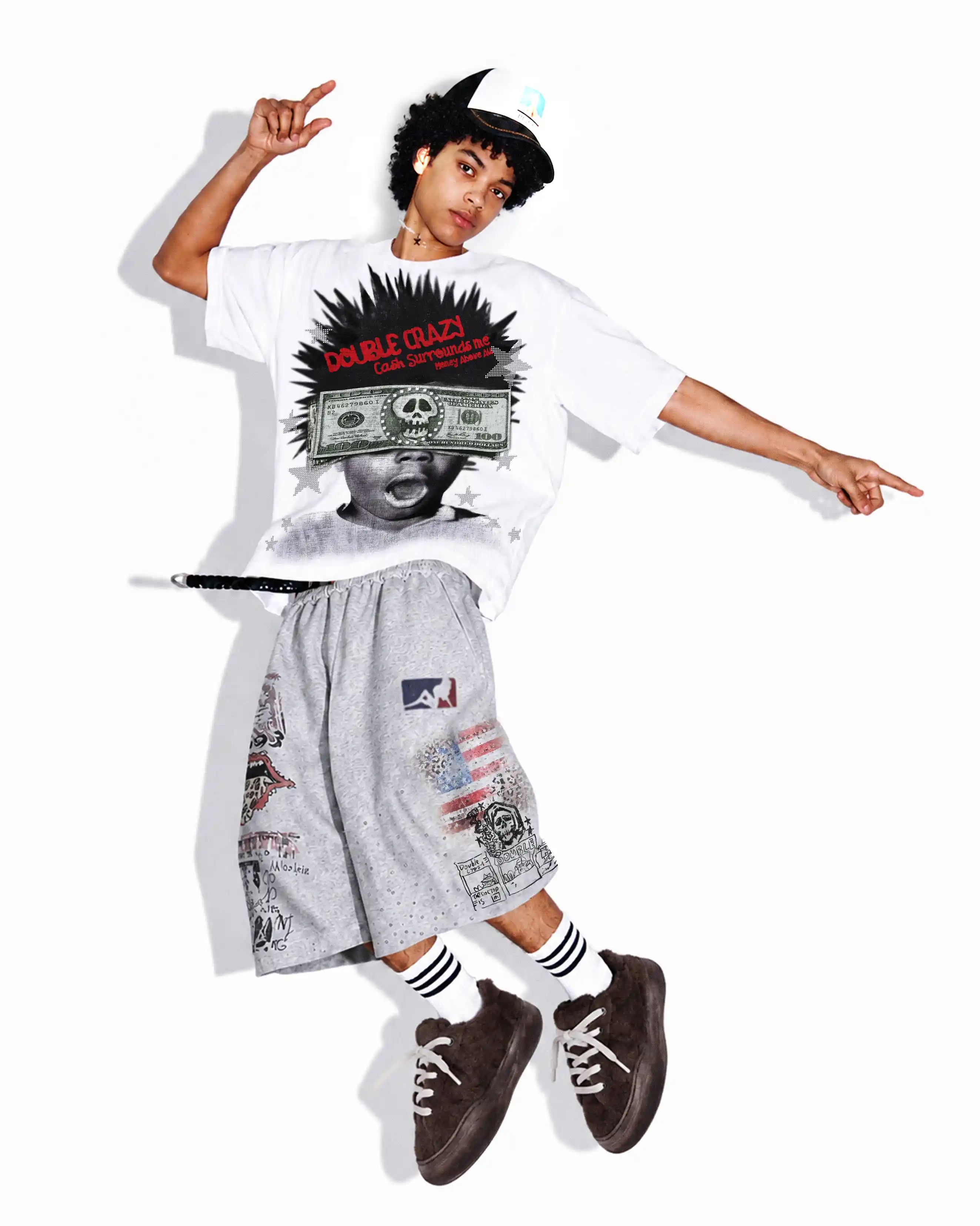 Bling Cash Afro Kid Boxy Tee-573