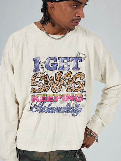 Faded Melancholy Quote Boxy L/S -737