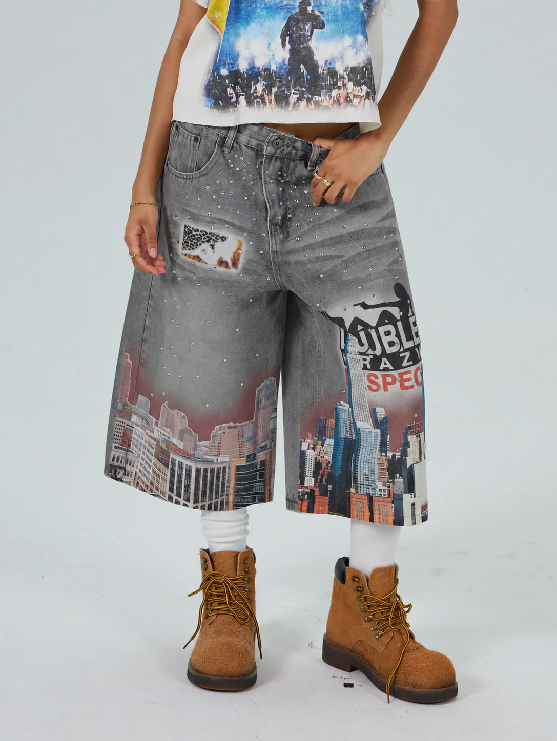 Shorts en jean Bling NYC Graphic-577