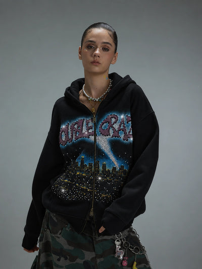 L.A. Skyline Iced Out Zip Hoodie-759