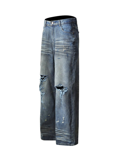 Distressed Ripped Denim Trousers-S1147